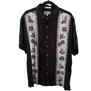 Campia Moda Hawaiian Drink Palm Tree Button Down Collared Shirt Sz XL